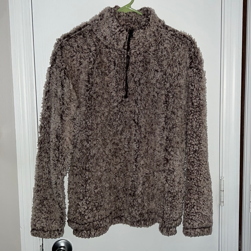 Fuzzy Brown/Grey Sweater Small